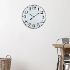 Kirkland's Home White Rustic Wood Plank Wall Clock- Clocks