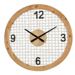 Kirkland's Home White Rustic Woven Farmhouse Wall Clock- Clocks