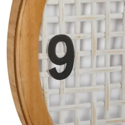 Kirkland's Home White Rustic Woven Farmhouse Wall Clock- Clocks
