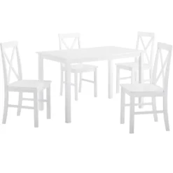 Kirkland's Home White Solid Wood 5-Pc. Dining Set- Dining Sets