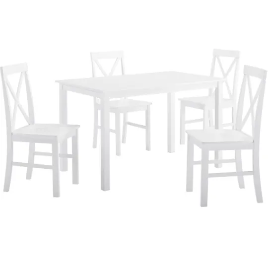 Kirkland's Home White Solid Wood 5-Pc. Dining Set- Dining Sets
