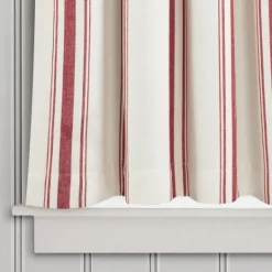 Kirkland's Home White Stripe Cafe Curtain Panel Set, 36 In.- Curtains & Drapes