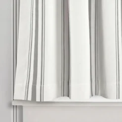 Kirkland's Home White Stripe Cafe Curtain Panel Set, 36 In.- Curtains & Drapes