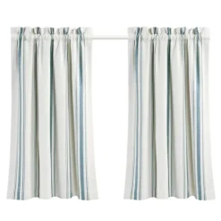 Kirkland's Home White Stripe Cafe Curtain Panel Set, 36 In.- Curtains & Drapes