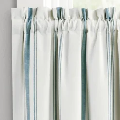 Kirkland's Home White Stripe Cafe Curtain Panel Set, 36 In.- Curtains & Drapes