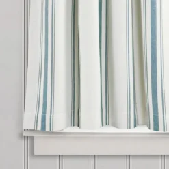 Kirkland's Home White Stripe Cafe Curtain Panel Set, 36 In.- Curtains & Drapes