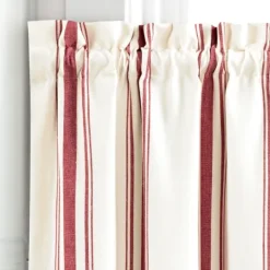 Kirkland's Home White Stripe Cafe Curtain Panel Set, 24 In.- Curtains & Drapes