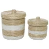 Kirkland's Home White Stripe Sea Grass 2-Pc. Storage Baskets- Baskets & Boxes