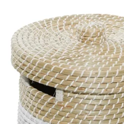 Kirkland's Home White Stripe Sea Grass 2-Pc. Storage Baskets- Baskets & Boxes
