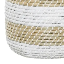 Kirkland's Home White Stripe Sea Grass 2-Pc. Storage Baskets- Baskets & Boxes