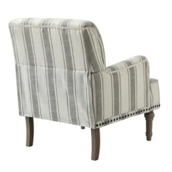 Kirkland's Home White Stripe Upholstered Accent Chair- Accent Chairs