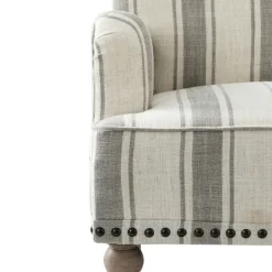 Kirkland's Home White Stripe Upholstered Accent Chair- Accent Chairs