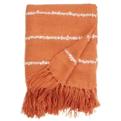 Kirkland's Home White Striped Fringe Throw Blanket- Blankets & Throws