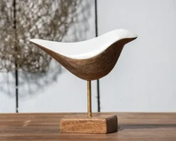 Kirkland's Home White Swoop Mango Wood Bird Sculpture- Statues & Figurines