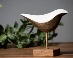 Kirkland's Home White Swoop Mango Wood Bird Sculpture- Statues & Figurines