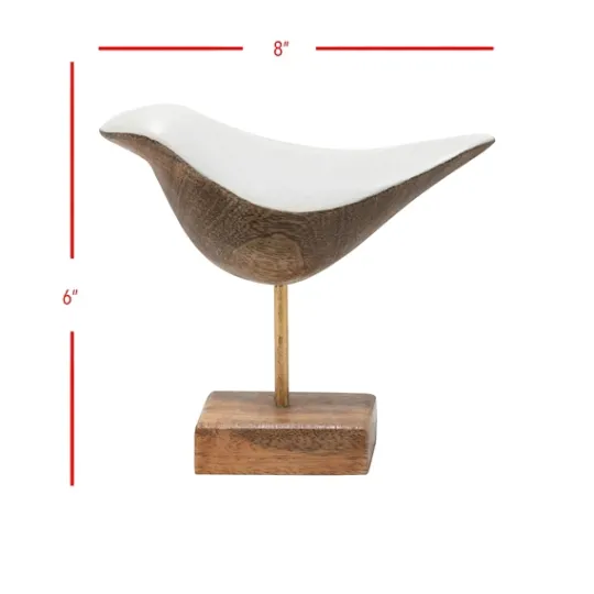 Kirkland's Home White Swoop Mango Wood Bird Sculpture- Statues & Figurines