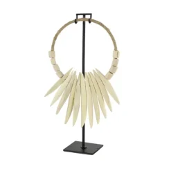 Kirkland's Home White Teak Wood Necklace Sculpture- Statues & Figurines