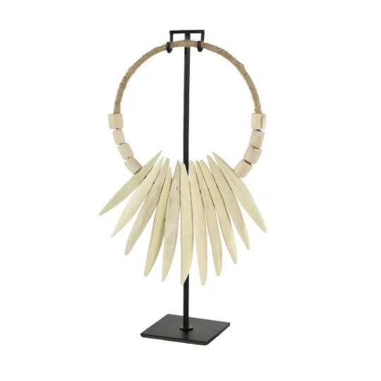 Kirkland's Home White Teak Wood Necklace Sculpture- Statues & Figurines