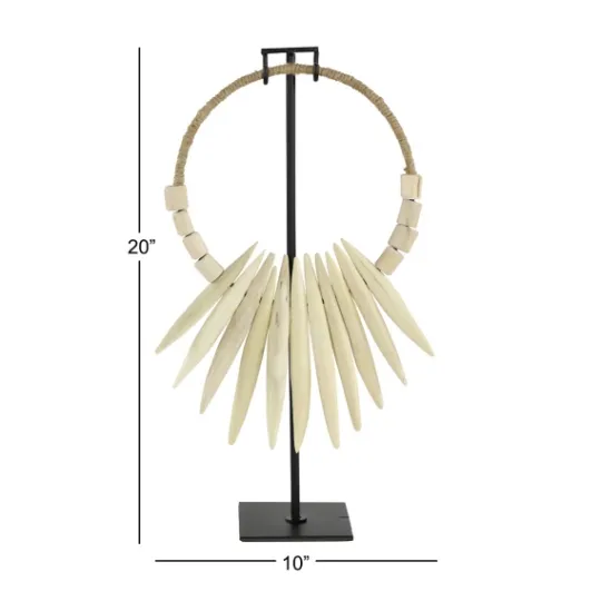 Kirkland's Home White Teak Wood Necklace Sculpture- Statues & Figurines
