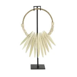 Kirkland's Home White Teak Wood Necklace Sculpture- Statues & Figurines