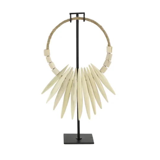 Kirkland's Home White Teak Wood Necklace Sculpture- Statues & Figurines