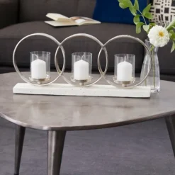 Kirkland's Home White Terrazzo Candle Holder Runner- Candle Holders