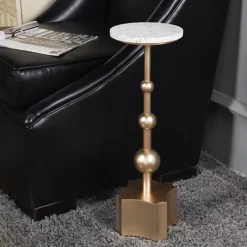 Kirkland's Home White Terrazzo Top And Base Accent Table- Accent & End Tables
