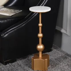 Kirkland's Home White Terrazzo Top And Base Accent Table- Accent & End Tables