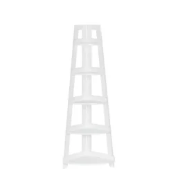 Kirkland's Home White 5-Tier Corner Ladder Bookshelf- Bookshelves