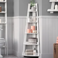 Kirkland's Home White 5-Tier Corner Ladder Bookshelf- Bookshelves