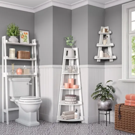 Kirkland's Home White 5-Tier Corner Ladder Bookshelf- Bookshelves