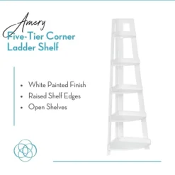 Kirkland's Home White 5-Tier Corner Ladder Bookshelf- Bookshelves