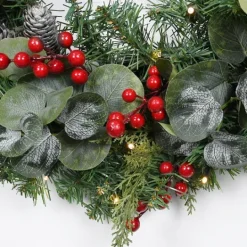 Kirkland's Home White Tip Pinecone And Eucalyptus Pre-Lit Wreath- Wreaths