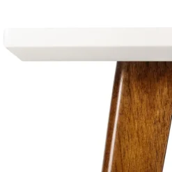 Kirkland's Home White Top And Pecan Wood Mid-Century Modern Table- Accent & End Tables