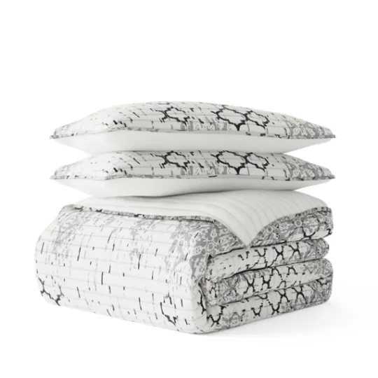 Kirkland's Home White Trellis Reversible 3-Pc. Queen Quilt Set- Quilts