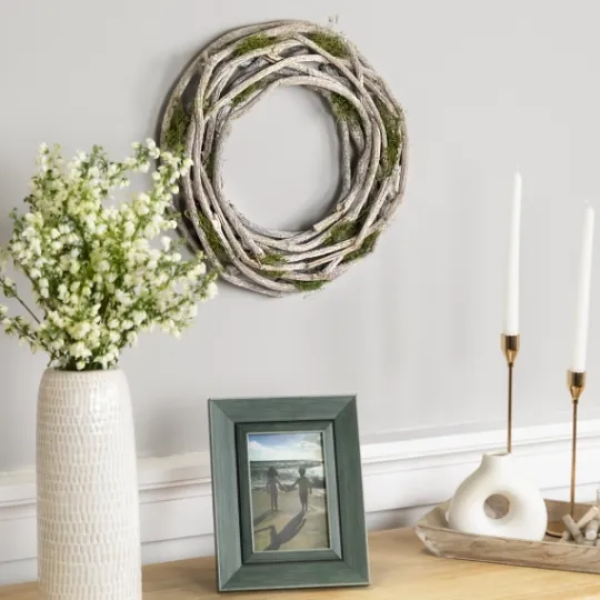 Kirkland's Home White Twig And Moss Wreath- Wreaths