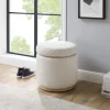 Kirkland's Home White Upholstered Wood Trim Ottoman- Benches & Ottomans