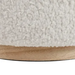 Kirkland's Home White Upholstered Wood Trim Ottoman- Benches & Ottomans
