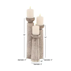 Kirkland's Home White Washed Floral Wood Candle Holders, Set Of 3- Candle Holders