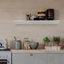 Kirkland's Home White Wedge Wood Large Floating Shelf- Shelves