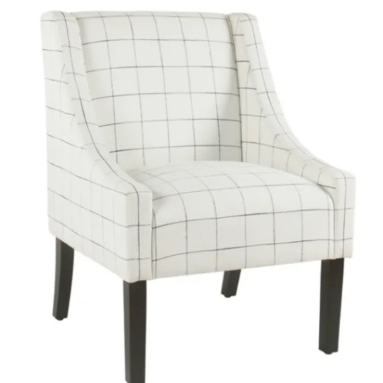 Kirkland's Home White Windowpane Modern Swoop Accent Chair- Accent Chairs