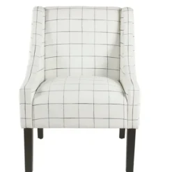 Kirkland's Home White Windowpane Modern Swoop Accent Chair- Accent Chairs