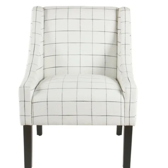 Kirkland's Home White Windowpane Modern Swoop Accent Chair- Accent Chairs
