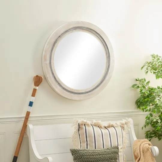 Kirkland's Home White Wood Aislinn Wall Mirror- Decorative Mirrors
