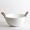 Kirkland's Home White Wood And Rope Handles Decorative Bowl- Decorative Bowls & Jars