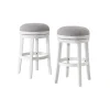 Kirkland's Home White Wood Backless Swivel 2-Pc. Bar Stool Set- Bar Stools & Counter Height Stools