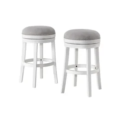 Kirkland's Home White Wood Backless Swivel 2-Pc. Bar Stool Set- Bar Stools & Counter Height Stools