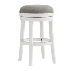 Kirkland's Home White Wood Backless Swivel 2-Pc. Bar Stool Set- Bar Stools & Counter Height Stools