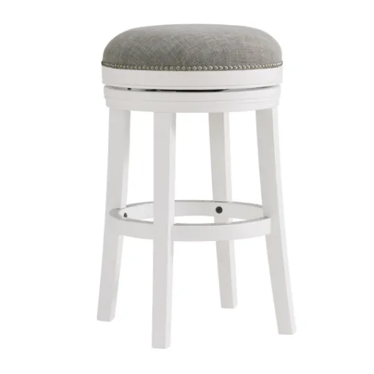 Kirkland's Home White Wood Backless Swivel 2-Pc. Bar Stool Set- Bar Stools & Counter Height Stools