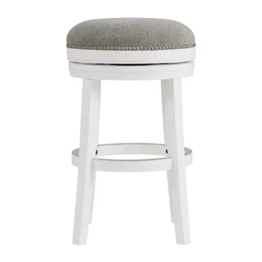 Kirkland's Home White Wood Backless Swivel 2-Pc. Bar Stool Set- Bar Stools & Counter Height Stools